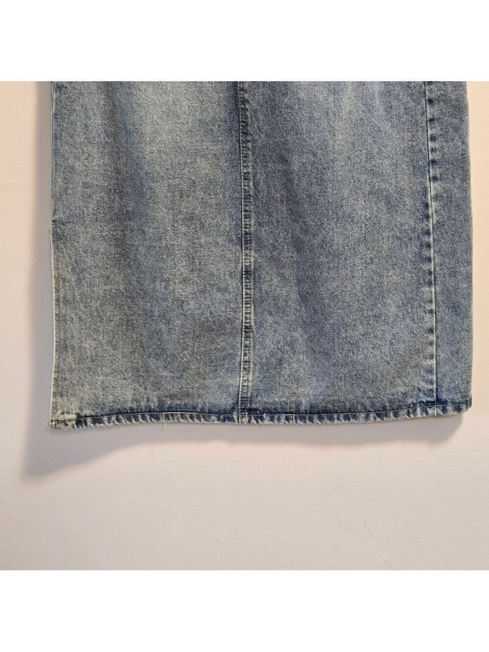 Oak +"Fort High Waist Vintage Wash Denim Midi Skirt Size 30 - Picture 3 of 7